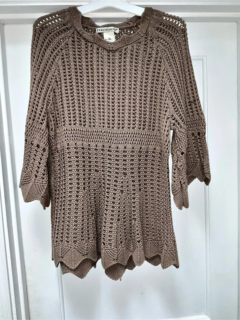 Requirements Crochet Open Knit Sweater Brown Size Medium